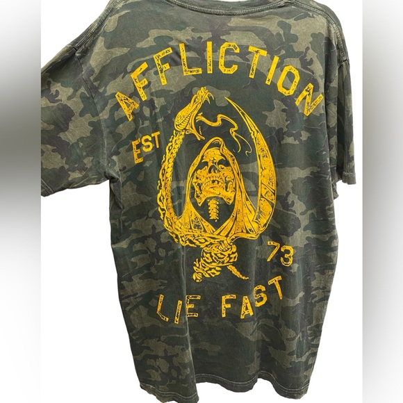 Affliction Camo T Shirt Front Back Graphic Skull Snake - Picture 3 of 6